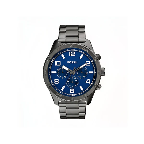 FOSSIL MEN’S QUARTZ GUNMETAL STAINLESS STEEL BLUE DIAL WATCH