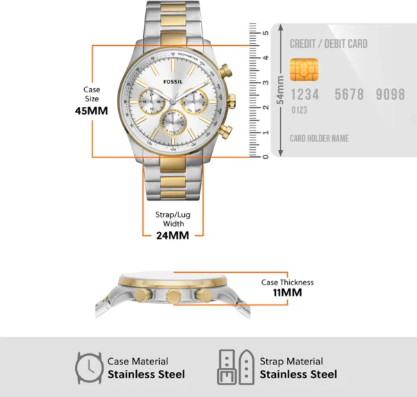 FOSSIL SULLIVAN GOLD SILVER WATCH
